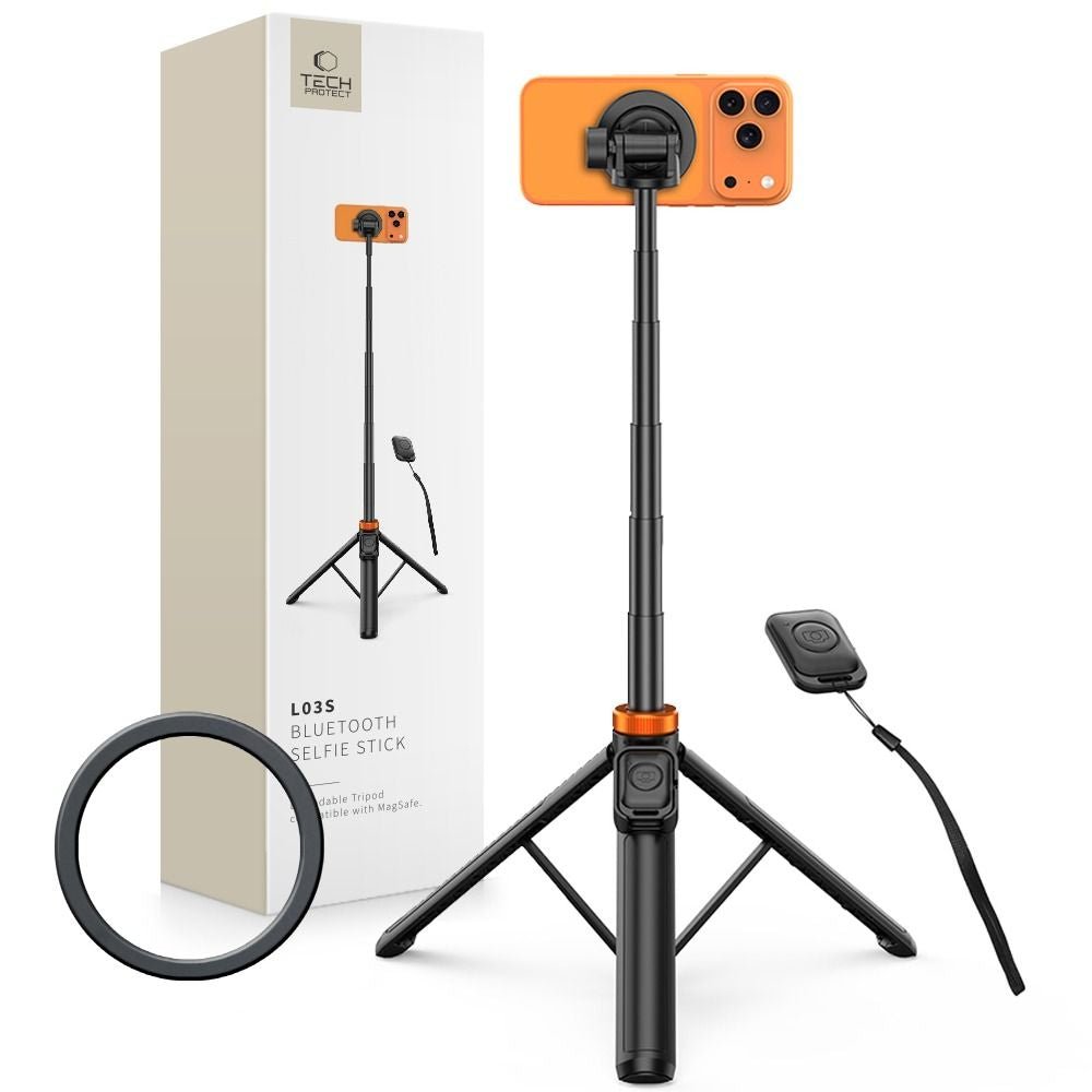 Tech-Protect Ασύρματο MagSafe Bluetooth Selfie Stick με Τρίποδο και Τηλεχειριστήριο - L03S - Black