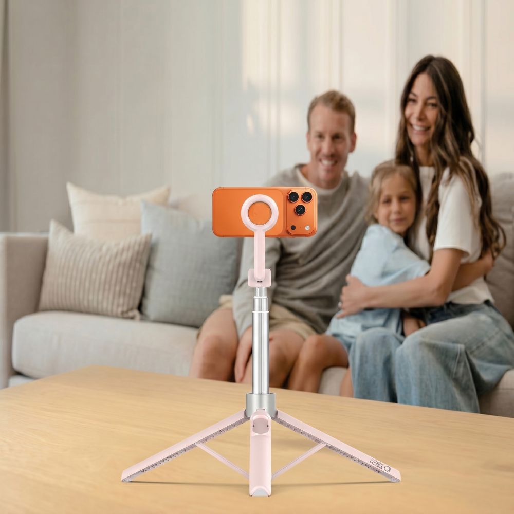 Tech - Protect Ασύρματο MagSafe Bluetooth Selfie Stick με Τρίποδο και Τηλεχειριστήριο - L10S - Pink / Grey
