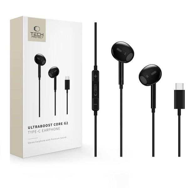 Tech - Protect Ενσύρματα Handsfree Ακουστικά με Βύσμα Type - C - Ultraboost Core G2 - Black