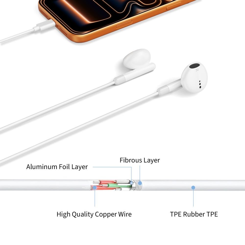 Tech-Protect Ενσύρματα Handsfree Ακουστικά με Βύσμα Type-C - Ultraboost Core G4 - White