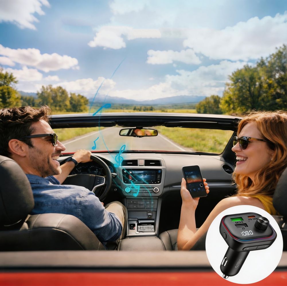 Tech - Protect FM Transmitter για Αναπαραγωγή Μουσικής / Κλήσεις / Φόρτιση Κινητών στο Αυτοκίνητο PD 54W - CC07 - Black