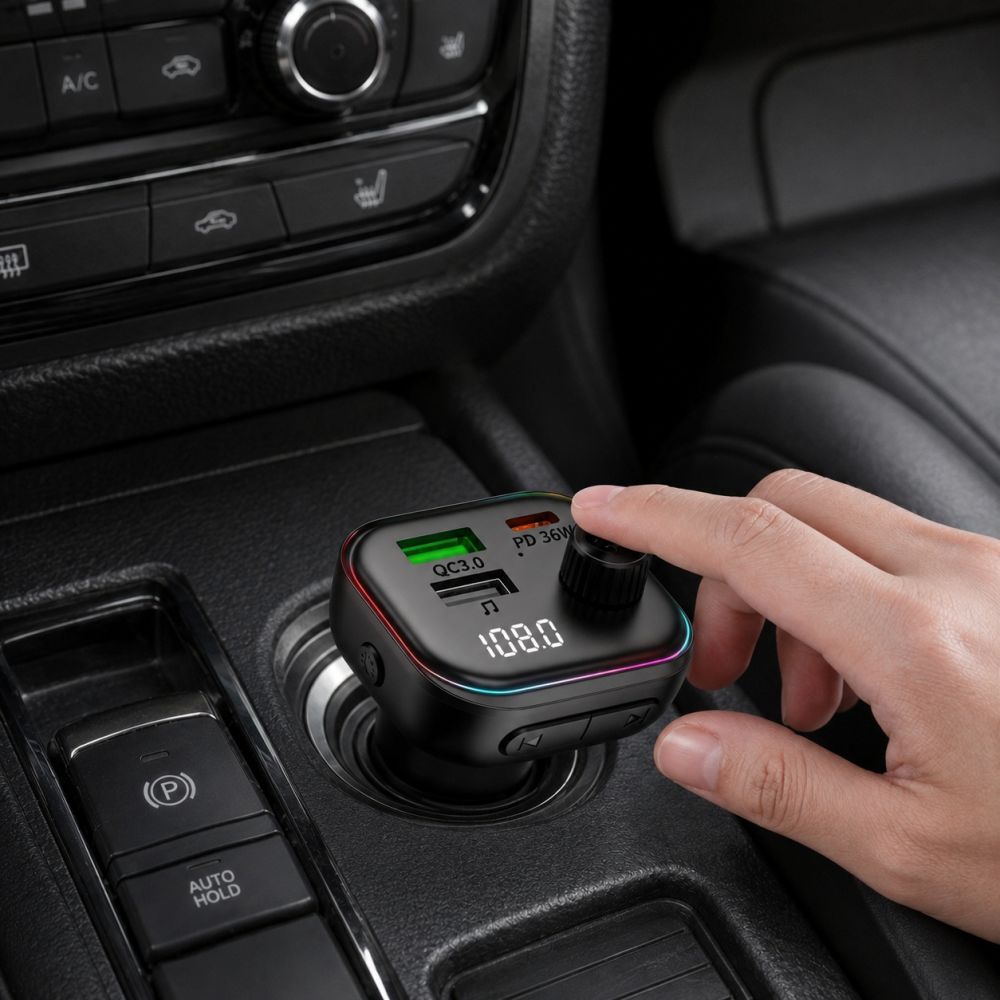 Tech - Protect FM Transmitter για Αναπαραγωγή Μουσικής / Κλήσεις / Φόρτιση Κινητών στο Αυτοκίνητο PD 54W - CC07 - Black