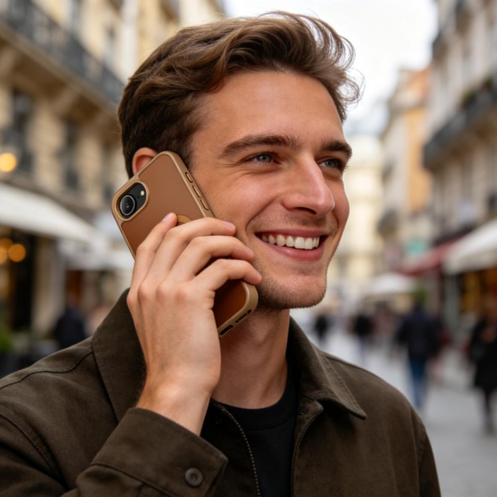 Tech - Protect iPhone 16e / iPhone 17e - Σκληρή Θήκη με Πλαίσιο Σιλικόνης και MagSafe - BasicMag - Matte Brown