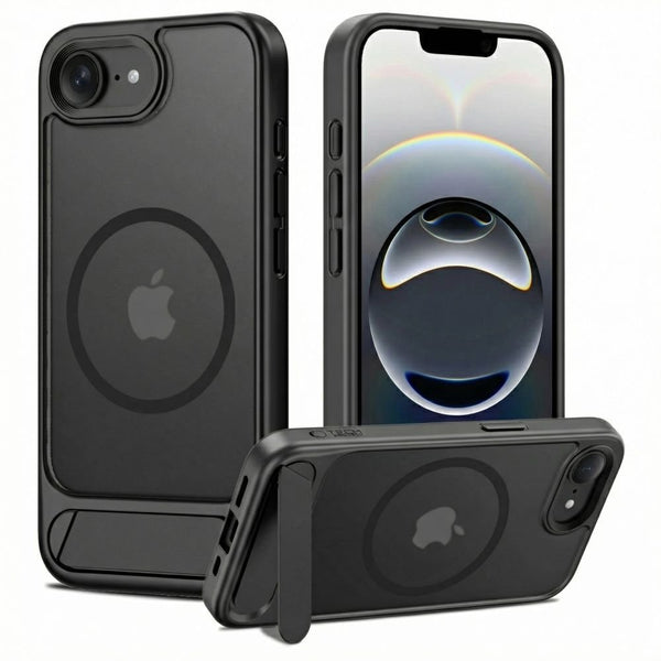 Tech - Protect iPhone 16e / iPhone 17e - Σκληρή Θήκη με Πλαίσιο Σιλικόνης και Stand - Magrack MagSafe - Matte Black