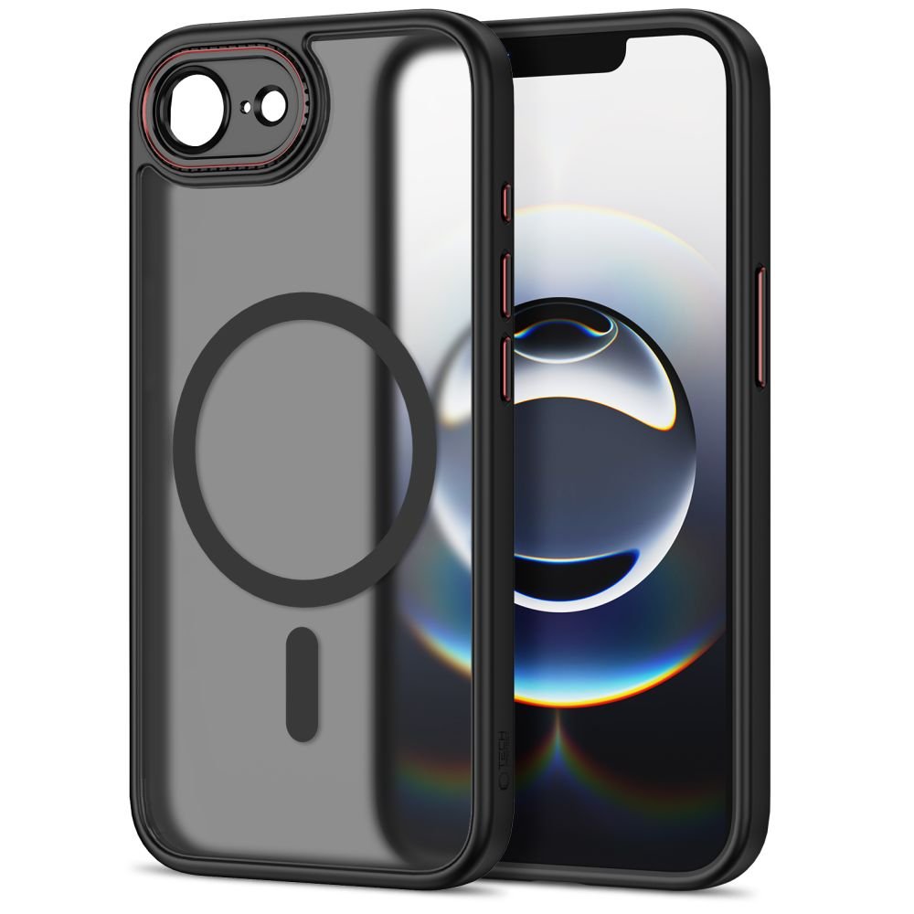 Tech - Protect iPhone 16e / iPhone 17e - Σκληρή Θήκη με Πλαίσιο Σιλικόνης - MagCam MagSafe - Matte Black / Red