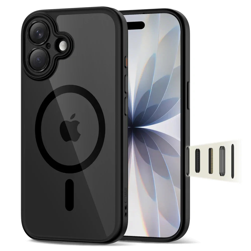 Tech-Protect iPhone 17 - MagPeak MagSafe CC - Σκληρή Θήκη με Πλαίσιο Σιλικόνης - Black / Clear - likebrands.gr