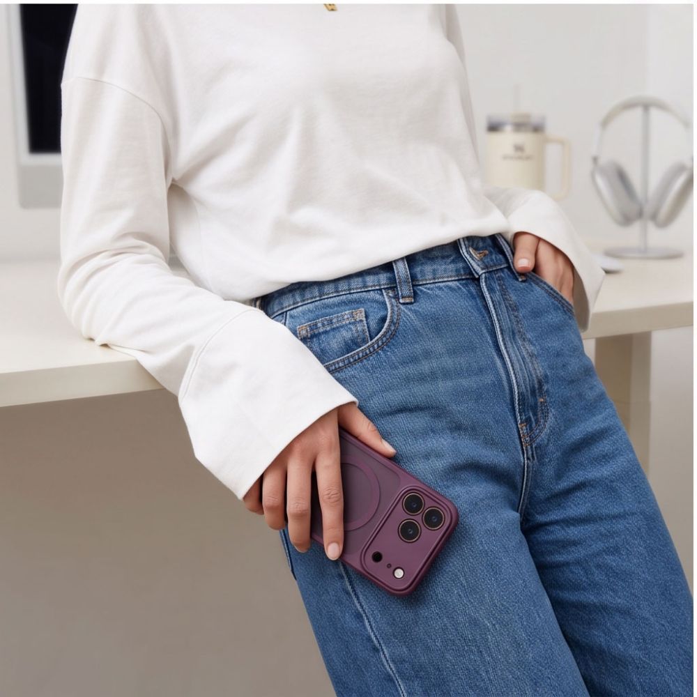 Tech-Protect iPhone 17 Pro / 18 Pro - Σκληρή Θήκη με Πλαίσιο Σιλικόνης και MagSafe - BasicMag - Matte Dark Cherry