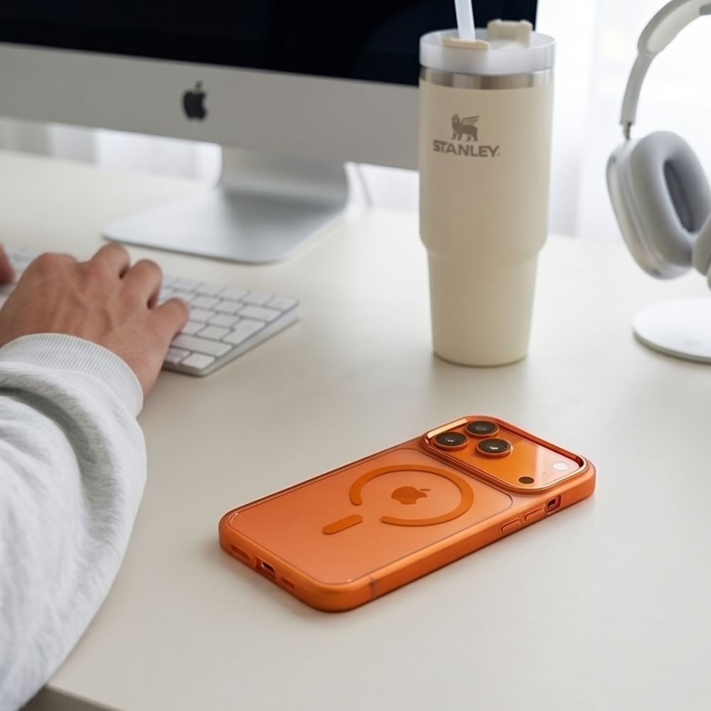 Tech-Protect iPhone 17 Pro / iPhone 18 Pro - Σκληρή Θήκη με Πλαίσιο Σιλικόνης - MagMat MagSafe CC - Cosmic Orange / Clear