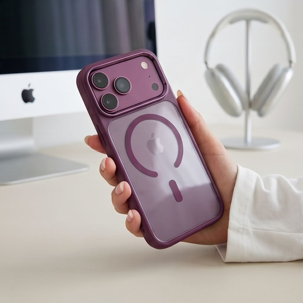 Tech-Protect iPhone 17 Pro / iPhone 18 Pro - Σκληρή Θήκη με Πλαίσιο Σιλικόνης - MagMat MagSafe CC - Dark Cherry / Clear