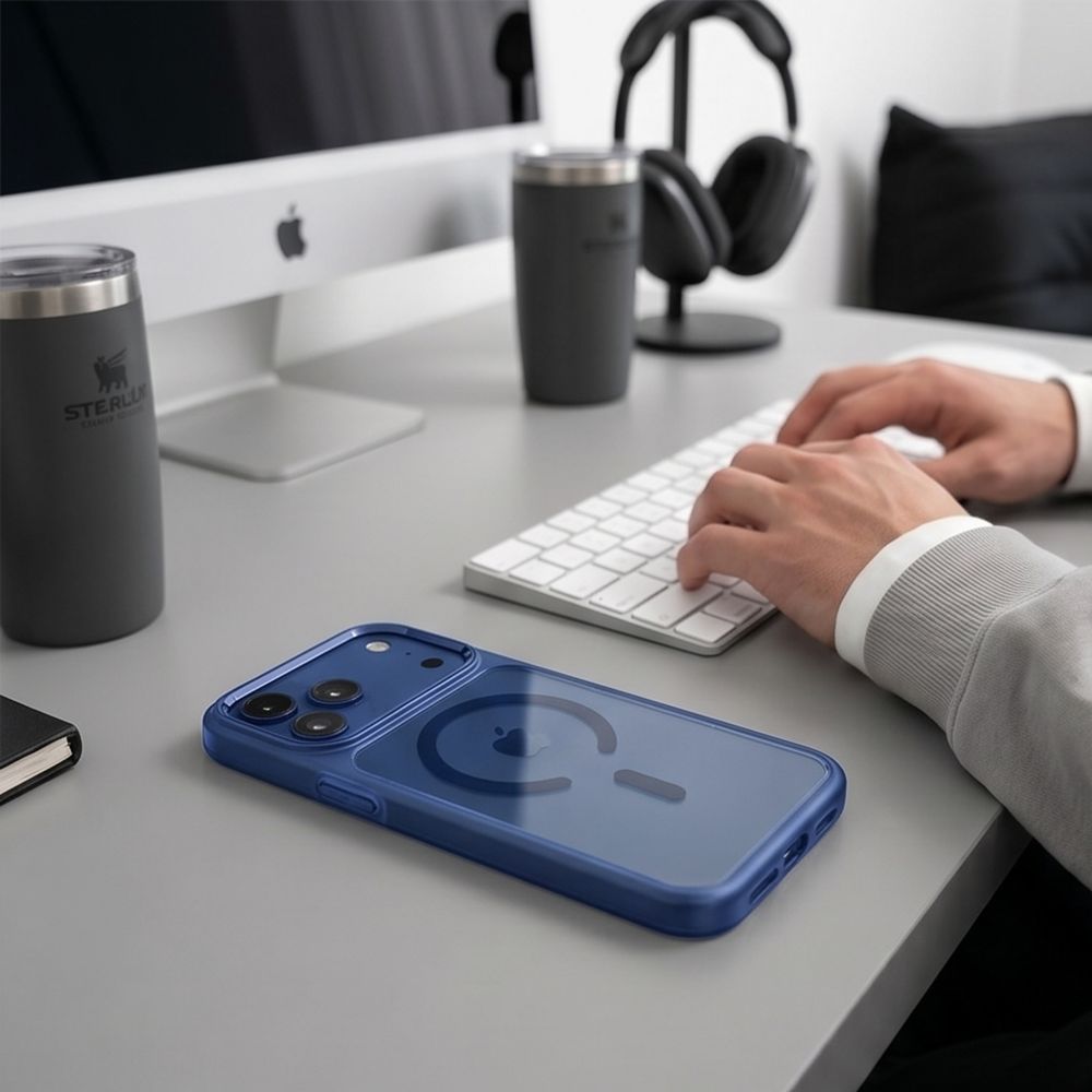 Tech-Protect iPhone 17 Pro / iPhone 18 Pro - Σκληρή Θήκη με Πλαίσιο Σιλικόνης - MagMat MagSafe CC - Deep Blue / Clear