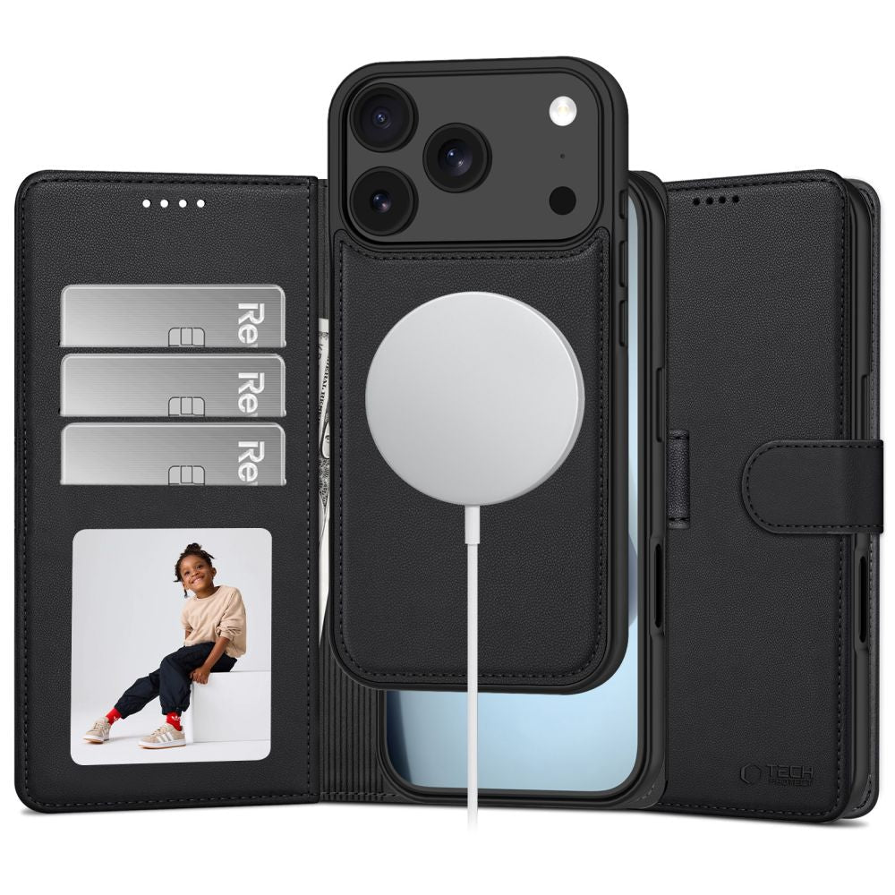 Tech-Protect iPhone 17 Pro / iPhone 18 Pro - Θήκη Πορτοφόλι Stand από Δερματίνη με Αποσπώμενη θήκη MagSafe - Matte Black