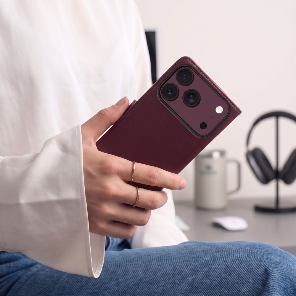 Tech-Protect iPhone 17 Pro / iPhone 18 Pro - Θήκη Πορτοφόλι Stand από Δερματίνη με Αποσπώμενη θήκη MagSafe - Mulberry