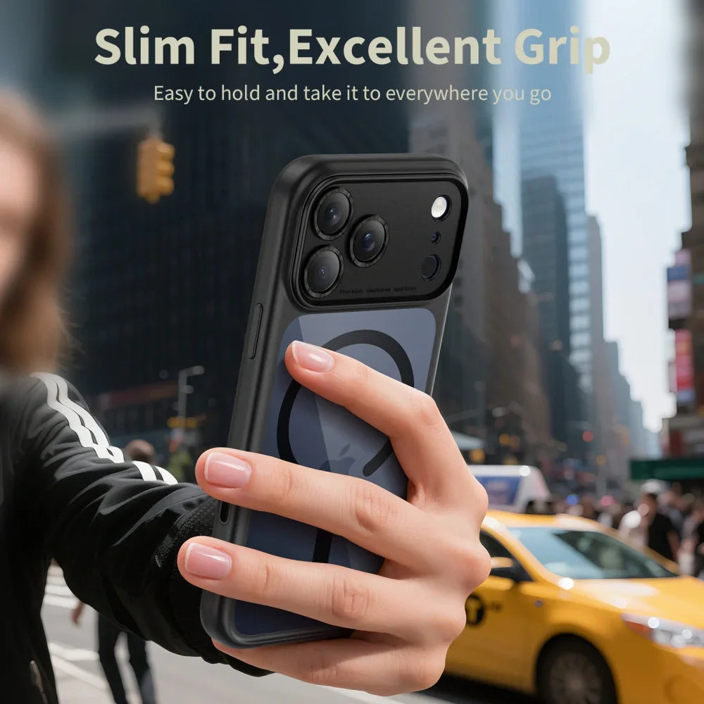 Tech-Protect iPhone 17 Pro - MagPeak MagSafe CC - Σκληρή Θήκη με Πλαίσιο Σιλικόνης - Black / Clear - likebrands.gr