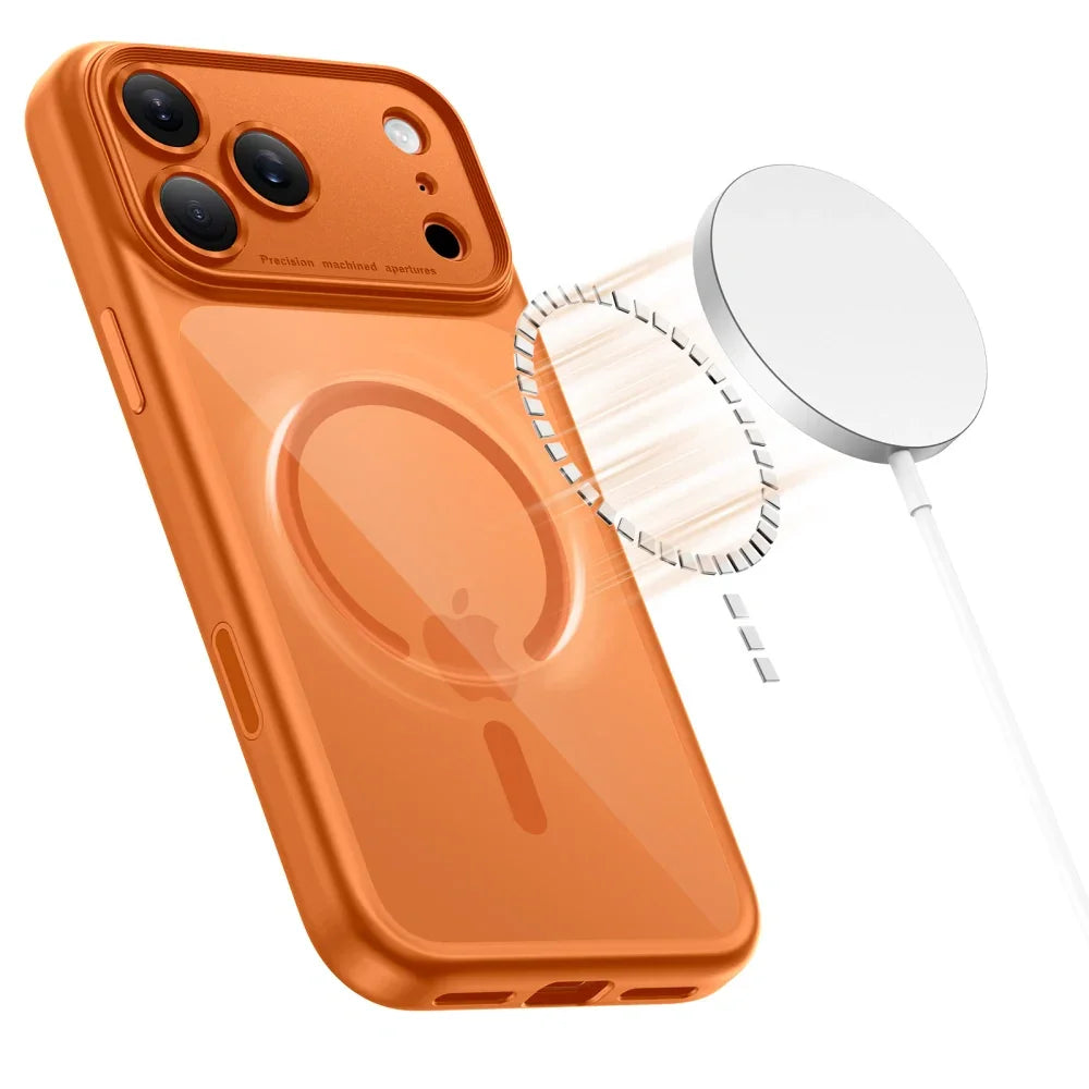 Tech-Protect iPhone 17 Pro - MagPeak MagSafe CC - Σκληρή Θήκη με Πλαίσιο Σιλικόνης - Cosmic Orange / Clear - likebrands.gr