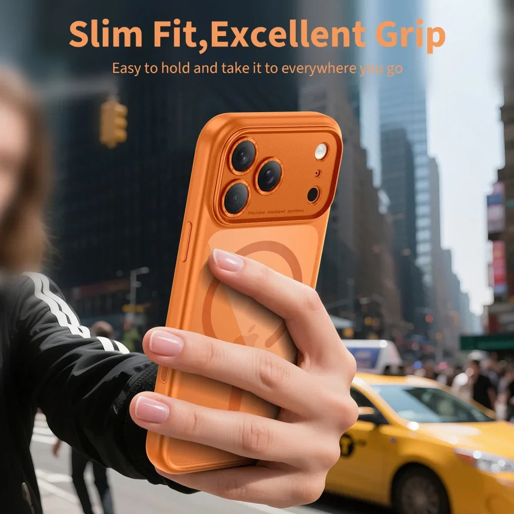 Tech-Protect iPhone 17 Pro - MagPeak MagSafe CC - Σκληρή Θήκη με Πλαίσιο Σιλικόνης - Cosmic Orange / Clear - likebrands.gr