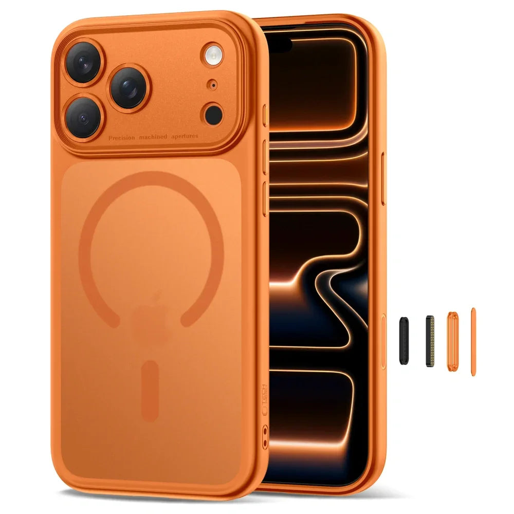 Tech-Protect iPhone 17 Pro - MagPeak MagSafe CC - Σκληρή Θήκη με Πλαίσιο Σιλικόνης - Matte Cosmic Orange - likebrands.gr