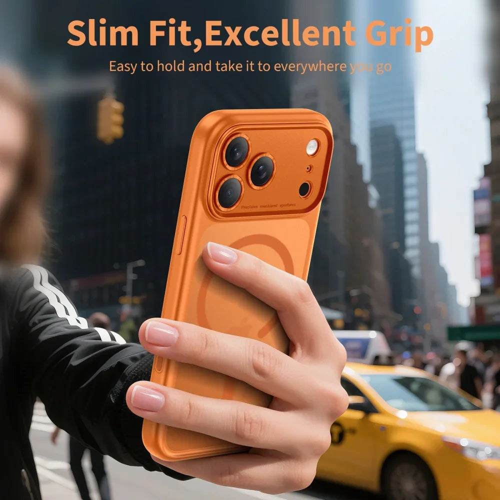 Tech-Protect iPhone 17 Pro - MagPeak MagSafe CC - Σκληρή Θήκη με Πλαίσιο Σιλικόνης - Matte Cosmic Orange - likebrands.gr