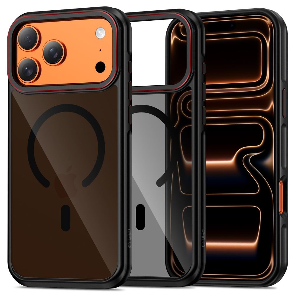 Tech - Protect iPhone 17 Pro Max - Σκληρή Θήκη με Πλαίσιο Σιλικόνης και MagSafe - MagHybrid - Ημιδιάφανη Black / Red