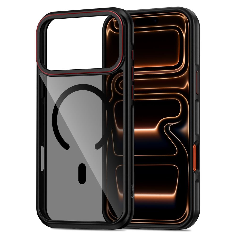 Tech - Protect iPhone 17 Pro Max - Σκληρή Θήκη με Πλαίσιο Σιλικόνης και MagSafe - MagHybrid - Ημιδιάφανη Black / Red