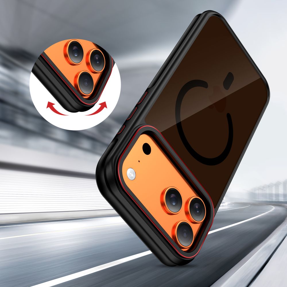 Tech - Protect iPhone 17 Pro - Σκληρή Θήκη με Πλαίσιο Σιλικόνης και MagSafe - MagHybrid - Ημιδιάφανη Black / Red