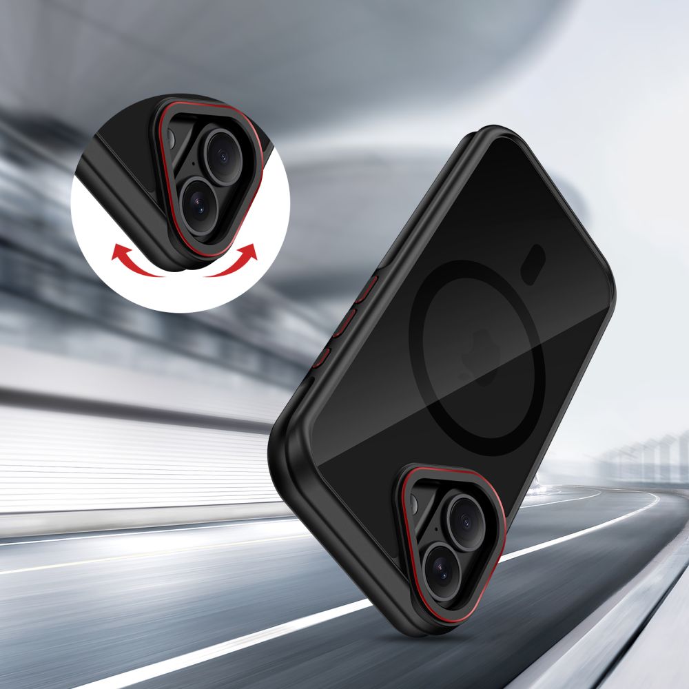 Tech - Protect iPhone 17 - Σκληρή Θήκη με Πλαίσιο Σιλικόνης και MagSafe - MagHybrid - Ημιδιάφανη Black / Red