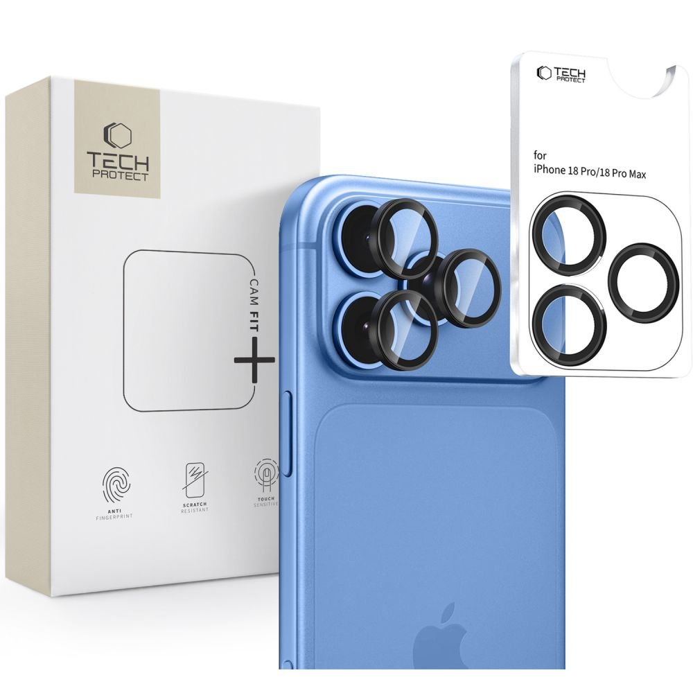 Tech-Protect iPhone 18 Pro / 18 Pro Max - Camring Fit+ - Αντιχαρακτικό Γυαλί για την Κάμερα - Black