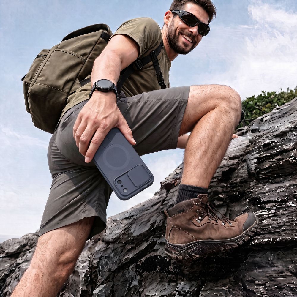 Tech-Protect iPhone 18 Pro / iPhone 17 Pro - Σκληρή Θήκη MagSafe με Ανοιγόμενο Κάλυμμα Κάμερας και Stand - Kevlar Aura MagSafe - Navy Blue