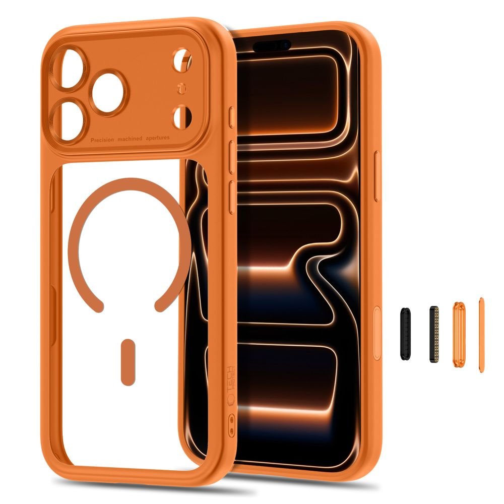 Tech-Protect iPhone 18 Pro / iPhone 17 Pro - Σκληρή Θήκη με Πλαίσιο Σιλικόνης και MagSafe - MagPeak MagSafe CC - Cosmic Orange / Clear