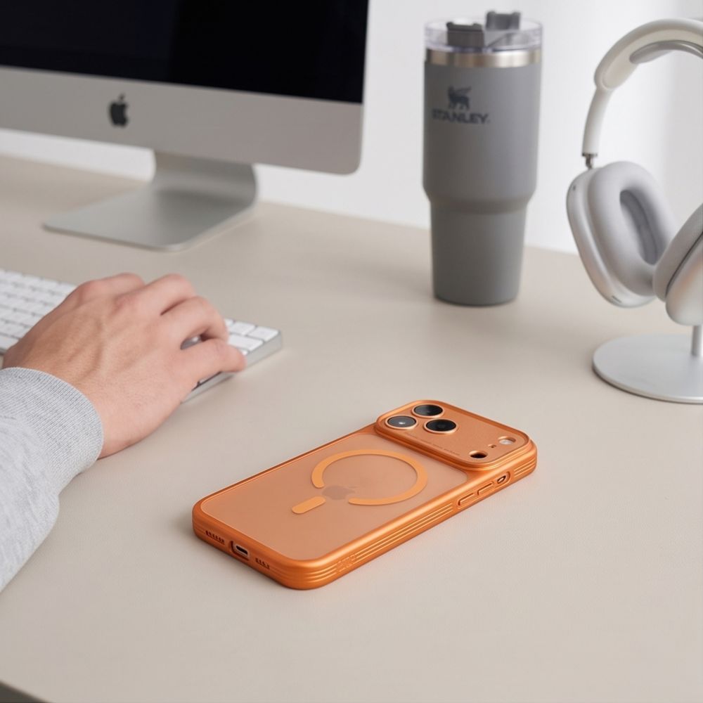 Tech-Protect iPhone 18 Pro / iPhone 17 Pro - Σκληρή Θήκη με Πλαίσιο Σιλικόνης και MagSafe - MagPrime MagSafe CC - Matte Cosmic Orange