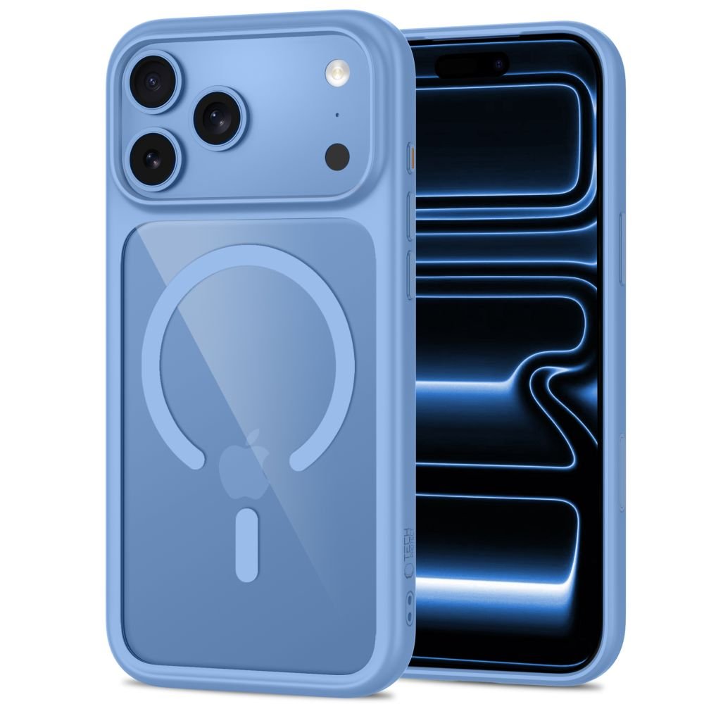 Tech-Protect iPhone 18 Pro / iPhone 17 Pro - Σκληρή Θήκη με Πλαίσιο Σιλικόνης MagSafe και 2 Αντιχαρακτικά Γυαλιά Οθόνης - MagOne CC - Light Blue / Clear