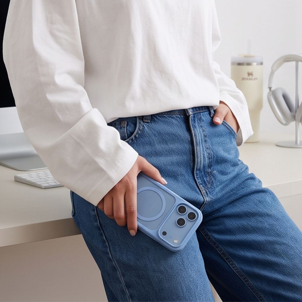 Tech-Protect iPhone 18 Pro / iPhone 17 Pro - Σκληρή Θήκη με Πλαίσιο Σιλικόνης MagSafe και 2 Αντιχαρακτικά Γυαλιά Οθόνης - MagOne CC - Light Blue / Clear