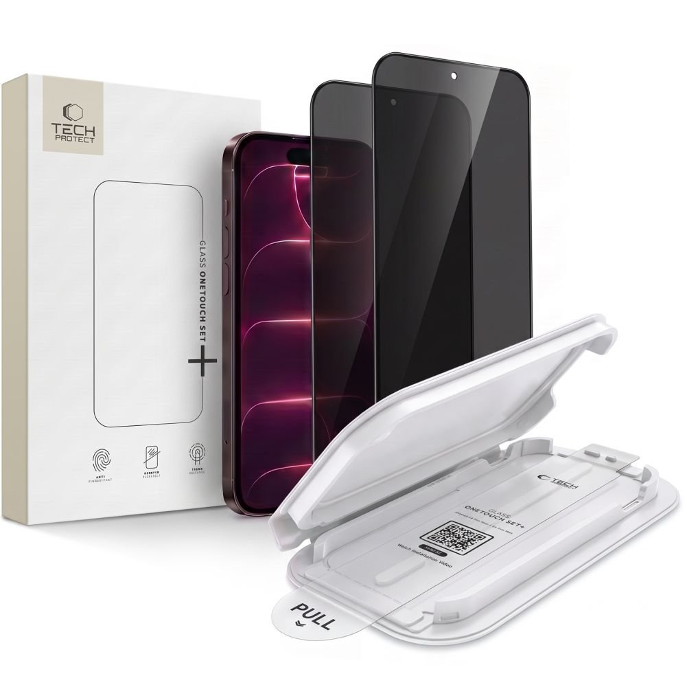 Tech-Protect iPhone 18 Pro Max - Full Screen Αντιχαρακτικό Γυαλί Οθόνης - OneTouch Set Spy Plus - 2 Τεμάχια - Privacy