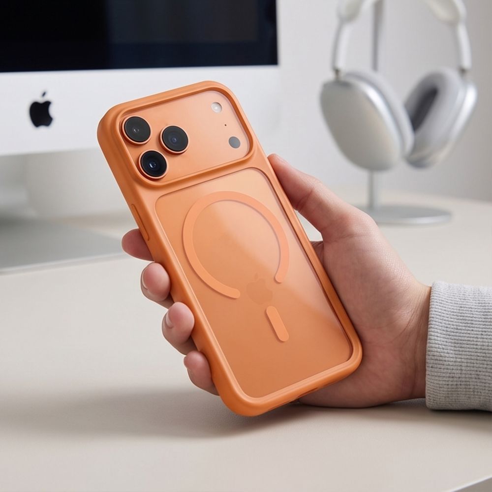 Tech-Protect iPhone 18 Pro Max / iPhone 17 Pro Max - Σκληρή Θήκη με Πλαίσιο Σιλικόνης MagSafe και 2 Αντιχαρακτικά Γυαλιά Οθόνης - MagOne CC - Cosmic Orange / Clear