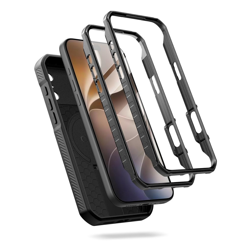 Tech-Protect iPhone 18 Pro Max / iPhone 17 Pro Max - Θήκη 360 Full Body MagSafe με Προστασία για την Οθόνη και την Κάμερα και Stand - Kevlar MagSafe 2-Set - Black