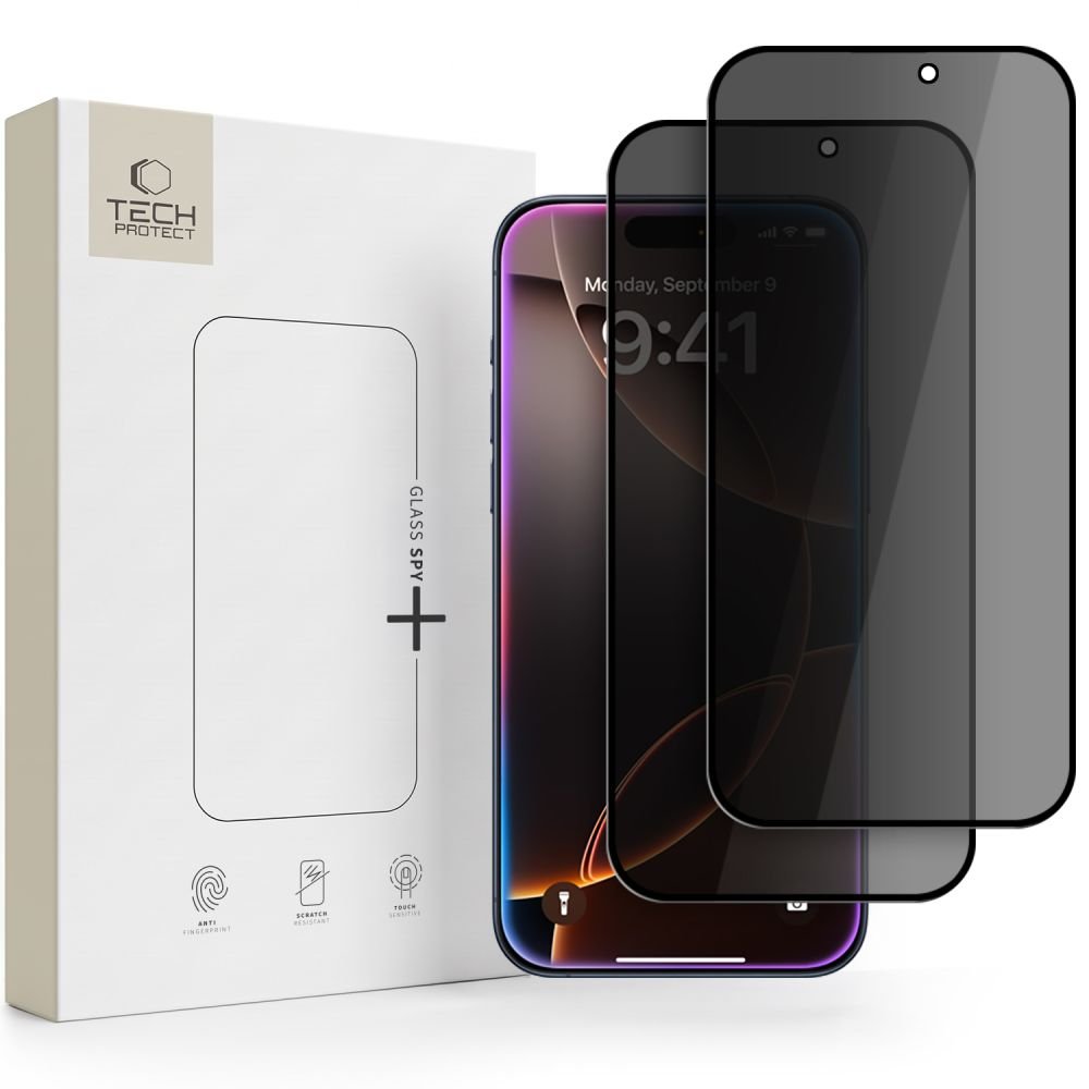 Tech-Protect iPhone 18 Pro Max - Σετ με 2 Full Screen Αντιχαρακτικά Γυαλιά Οθόνης - Glass Spy Plus - Privacy