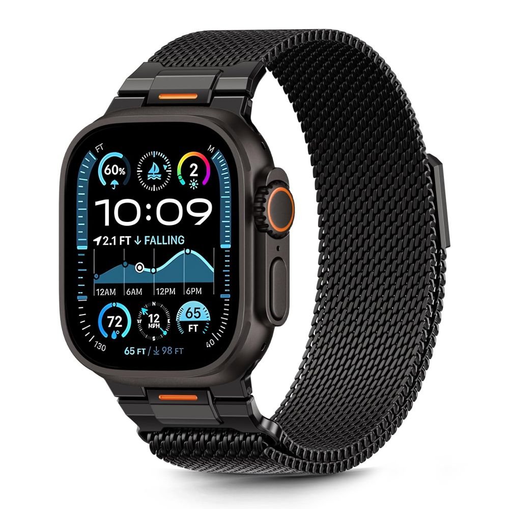Tech - Protect Λουράκι Apple Watch 8/9/10/11 - SE (1/2/3) - Ultra (1/2/3) – 44/45/46/49mm από Ανοξείδωτο Ατσάλι - Milano Vanguard - Black