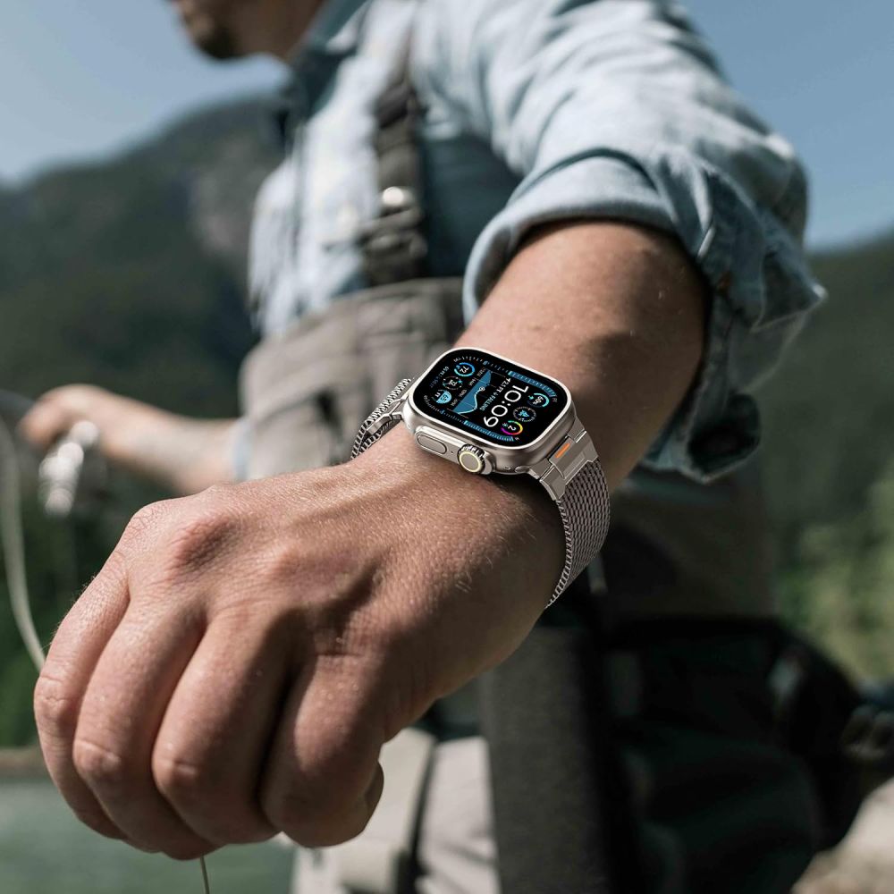 Tech - Protect Λουράκι Apple Watch 8/9/10/11 - SE (1/2/3) - Ultra (1/2/3) – 44/45/46/49mm από Ανοξείδωτο Ατσάλι - Milano Vanguard - Titanium