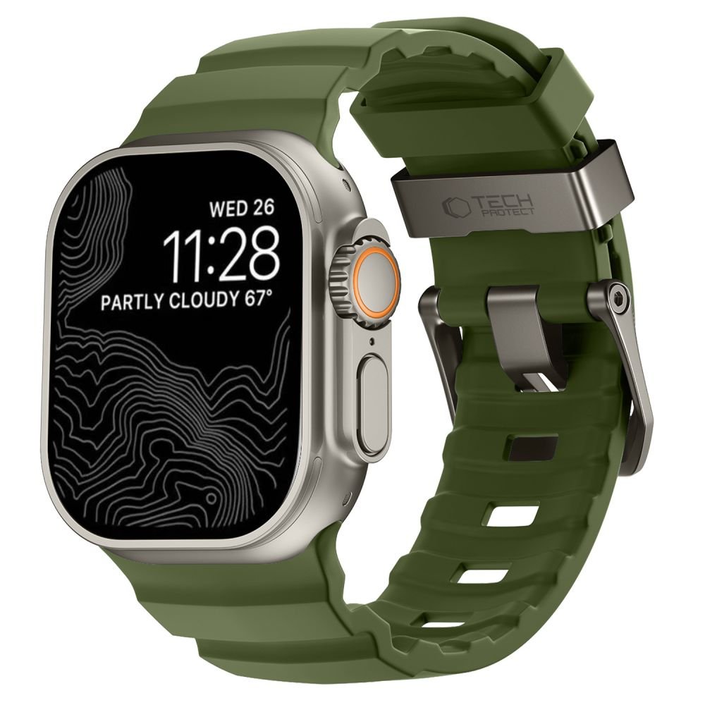 Tech-Protect Λουράκι Apple Watch 8/9/10/11/12 - SE (1/2/3) - Ultra (1/2/3/4) - 44/45/46/49mm Σιλικόνης - Motion - Tactical Green