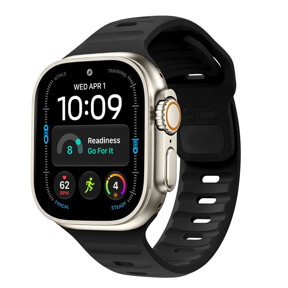 Tech-Protect Λουράκι Apple Watch 8/9/10/11/12 - SE (1/2/3) - Ultra (1/2/3/4) - 44/45/46/49mm Σιλικόνης - Silicone Line - Black