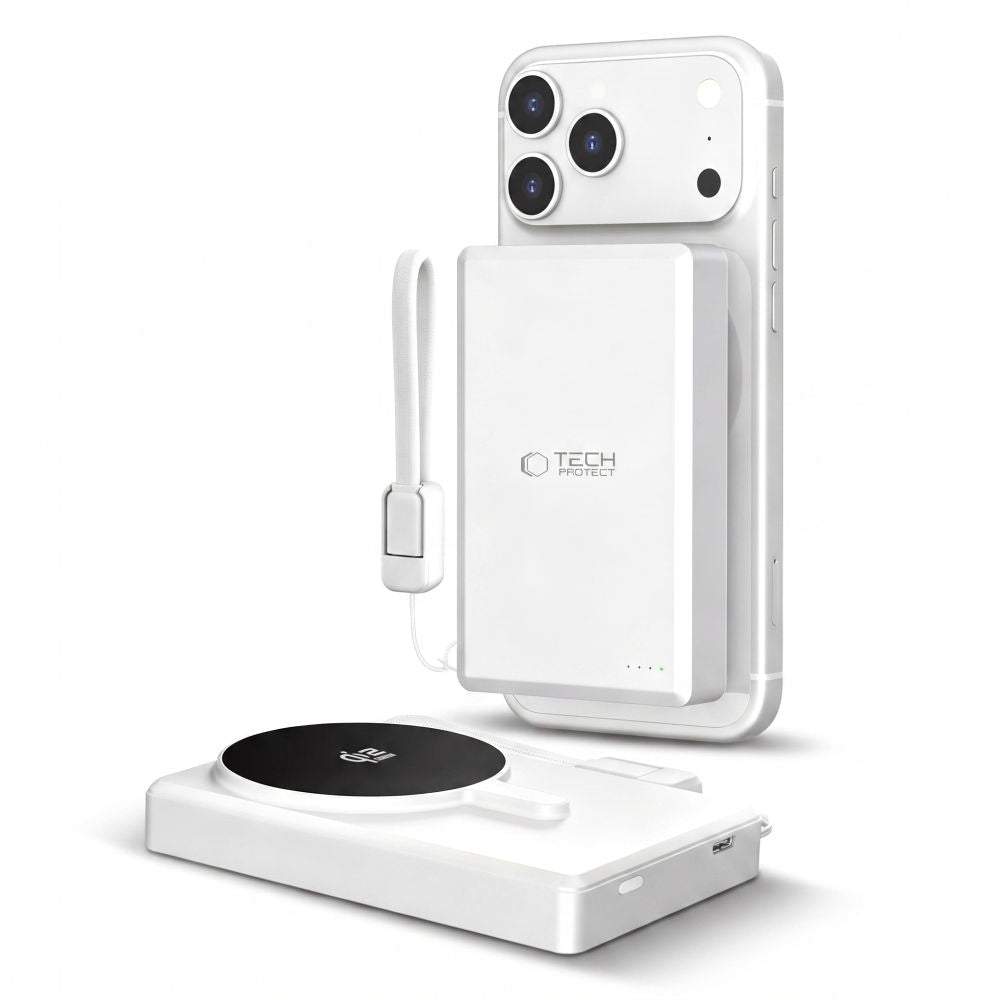 Tech-Protect Μαγνητικό PowerBank Κινητού 10000 mAh 25W Qi2.2 - PB40 Lifemag MagSafe - White / Silver