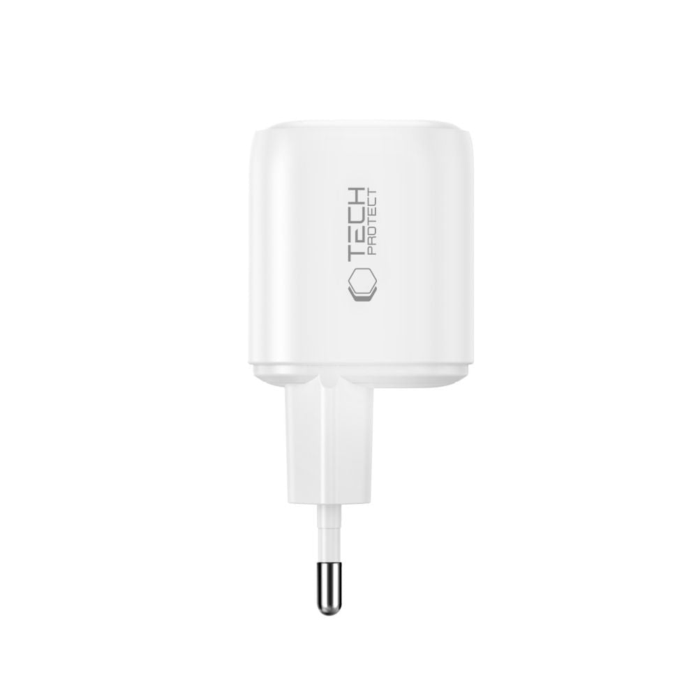 Tech-Protect Οικιακός Φορτιστής PD 3.2 με 1 Θύρα USB και 2 Θύρες Type-C 100W / QC3.0 - NCA100W-GaN - White