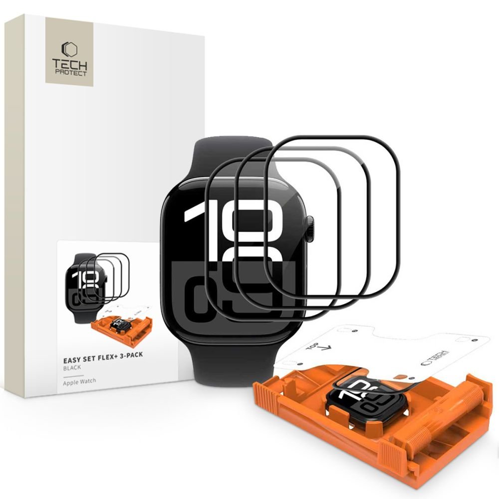 Tech - Protect Προστασία Οθόνης Apple Watch 4 / 5 / 6 / SE (1/2/3) - 40mm - 7H Αντιχαρακτικό Γυαλί Οθόνης - Easy Set Flex Plus - 3 Τεμάχια - Black
