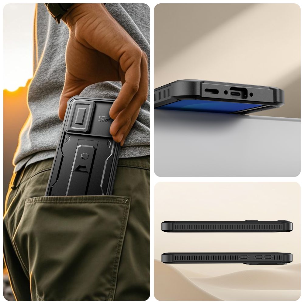 Tech - Protect Samsung Galaxy A36 5G / A37 5G - Θήκη 360 Full Body με Προστασία για την Οθόνη και την Κάμερα και Stand - Kevlar Cam+ 2 - Set - Black