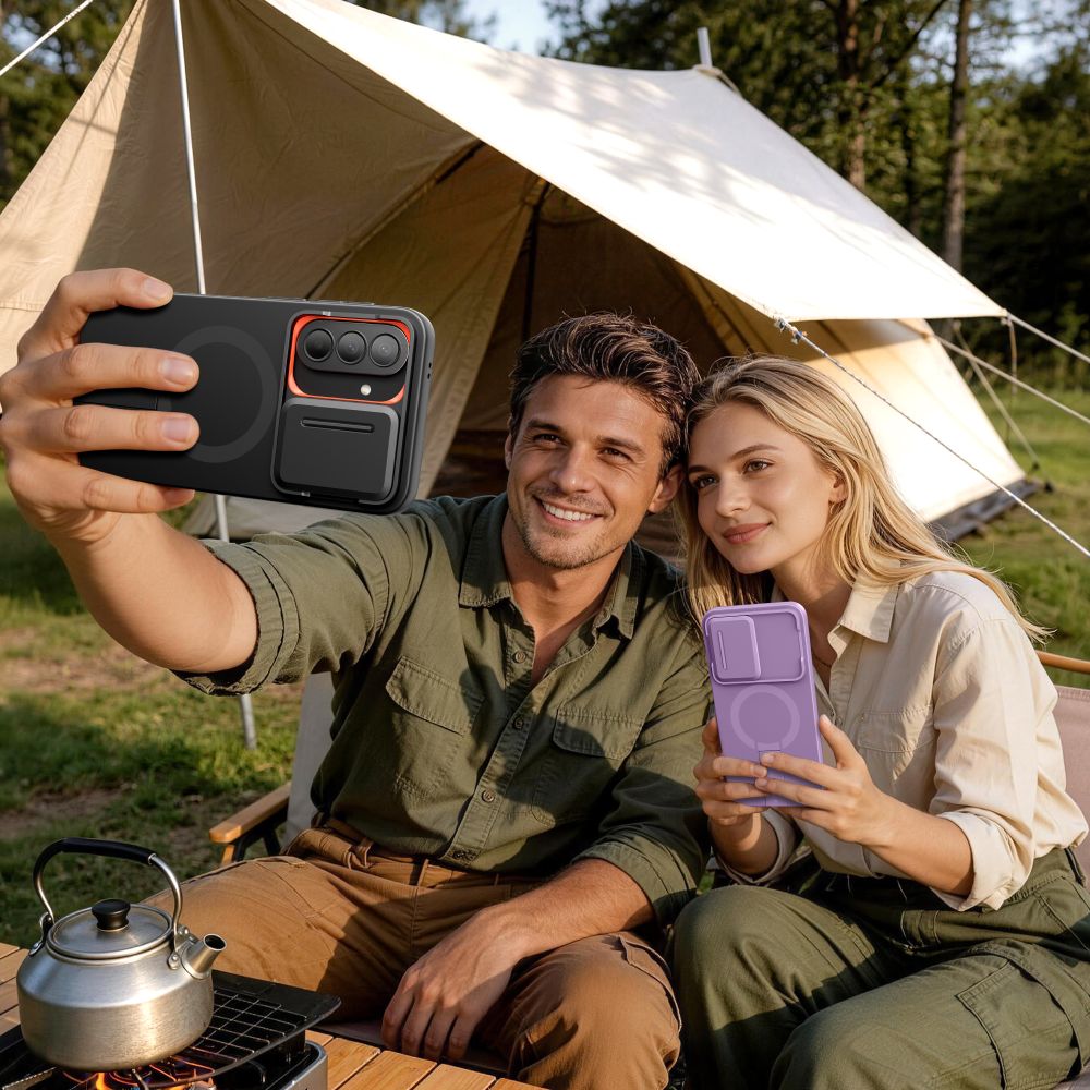 Tech - Protect Samsung Galaxy A57 5G - Σκληρή Θήκη με Ανοιγόμενο Κάλυμμα Κάμερας και Stand - Kevlar Aura MagSafe - Violet