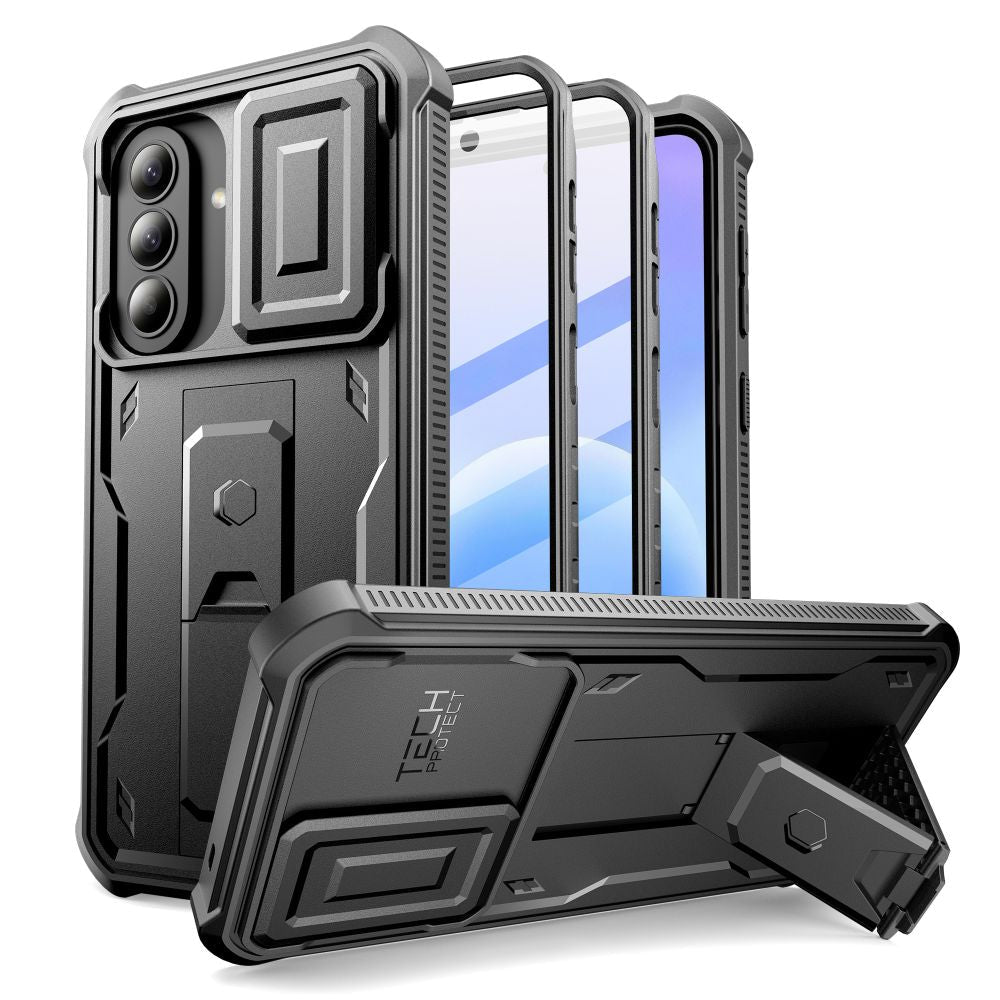 Tech - Protect Samsung Galaxy A57 5G - Θήκη 360 Full Body με Προστασία για την Οθόνη και την Κάμερα και Stand - Kevlar Cam+ 2 - Set - Black