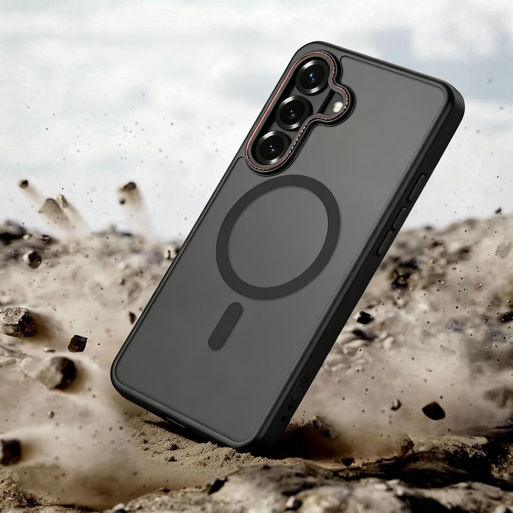 Tech - Protect Samsung Galaxy S26 - Σκληρή Θήκη με Πλαίσιο Σιλικόνης - MagCam MagSafe - Matte Black / Red