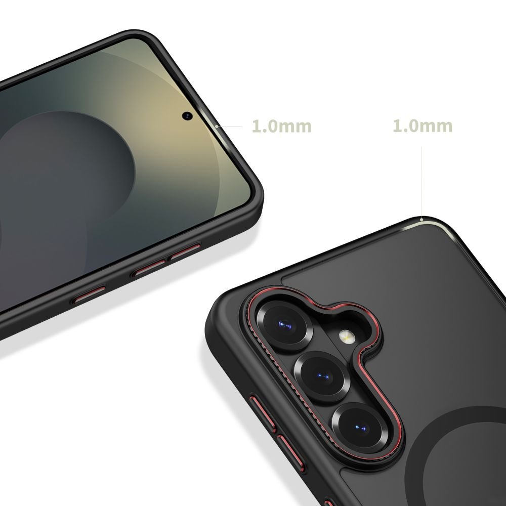 Tech - Protect Samsung Galaxy S26 - Σκληρή Θήκη με Πλαίσιο Σιλικόνης - MagCam MagSafe - Matte Black / Red