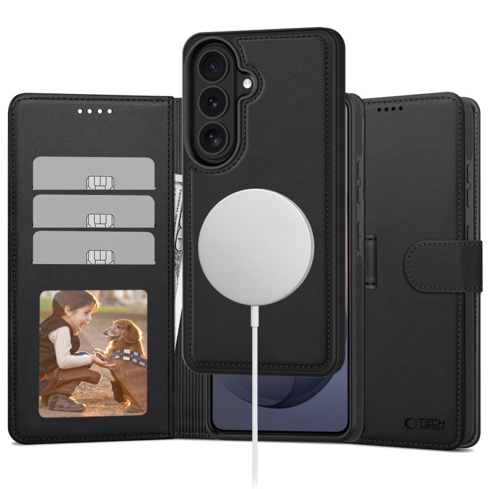 Tech - Protect Samsung Galaxy S26 Θήκη Πορτοφόλι Stand από Δερματίνη με Αποσπώμενη θήκη MagSafe - Matte Black