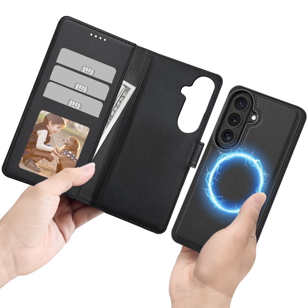 Tech - Protect Samsung Galaxy S26 Θήκη Πορτοφόλι Stand από Δερματίνη με Αποσπώμενη θήκη MagSafe - Matte Black