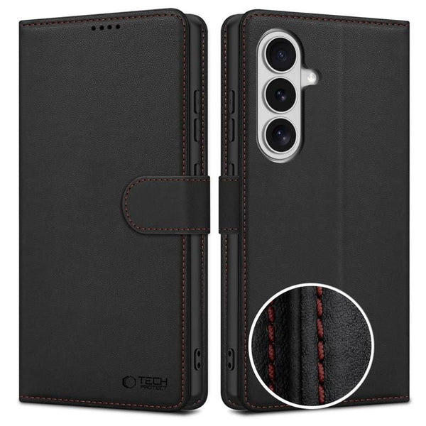 Tech - Protect Samsung Galaxy S26 - Θήκη Πορτοφόλι Stand από Δερματίνη - Wallet - Black / Red